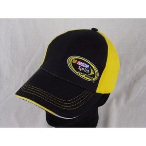 Nascar Sprint Cup Series Black and Yellow Hook and Loop Strapback Hat Cap